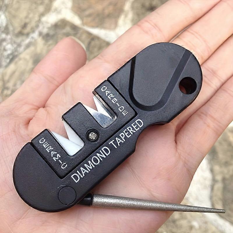 4-in-1 Multi-Function Knife Sharpener - Compact, Durable Tool for Outdoor Adventures, Ideal for Campers & Hikers