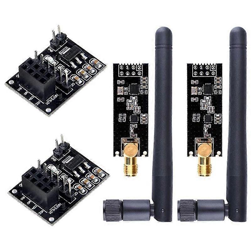2 stuks NRF24L01+PA+LNA RF-zendontvangermodule met antenne 2,4 GHz 1100M + NRF24L01 draadloze module voor