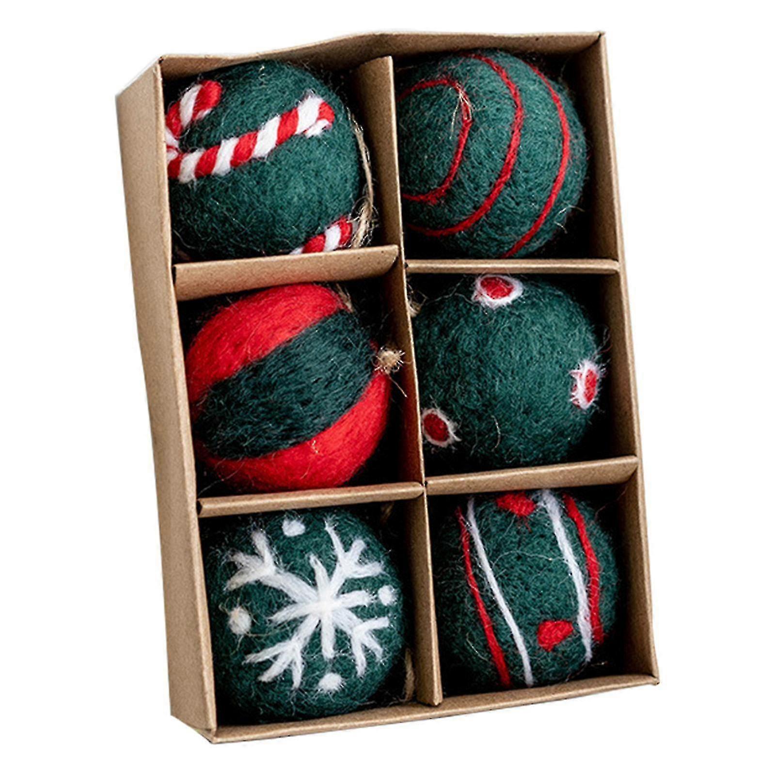 6/36Pcs 3/5CM Christmas Felt Ball Snowflake Snowman Solid Color Shatterproof Reusable Xmas Tree Hanging Ball Ornament Pendant-ZZY