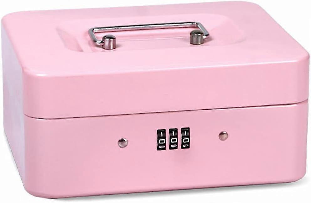 Scatola di sicurezza in acciaio con serratura, mini cassetta di sicurezza portatile, mini cassaforte di sicurezza portatile in acciaio, per denaro all'ingrosso, monete (rosa)