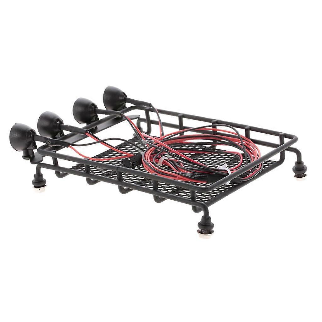 155*110*40mm Alloy Roof Rack w/ Round LED Light & Lampshade for 1/10 RC Car