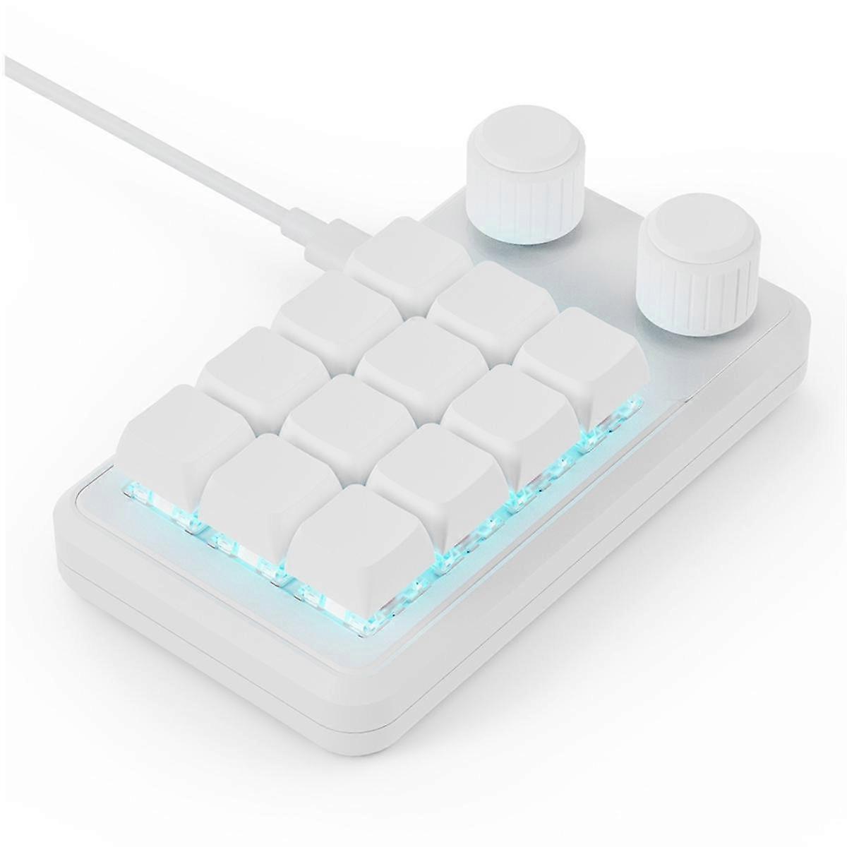 Programming Macro Custom Wired Keyboard RGB 12 Key Copy Paste Button Mini Gaming Keypad Hotswap Macropad White
