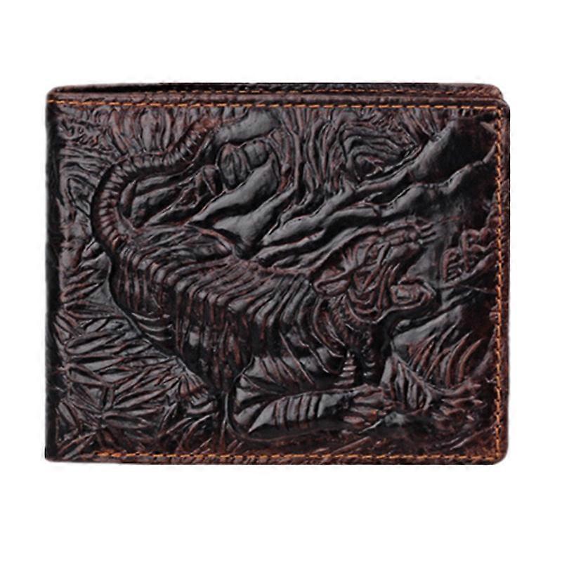 Vintage Unique Design Tiger Pattern Genuine Leather Men's Wallets High Quality