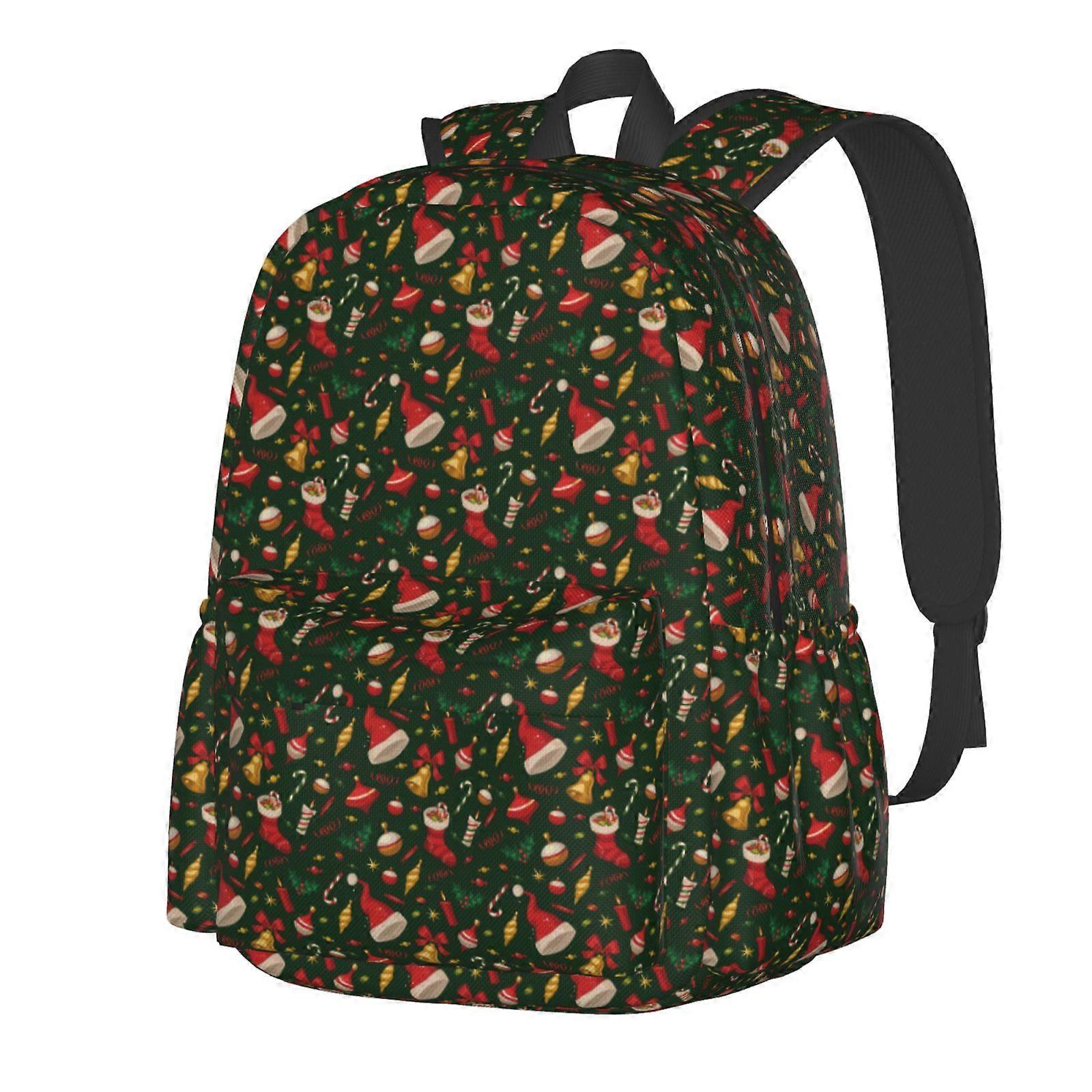 Christmas Pattern Backpack,Large Capacity Travel Backpack,Laptop Backpack,Water Resistant Backpack For Women Men