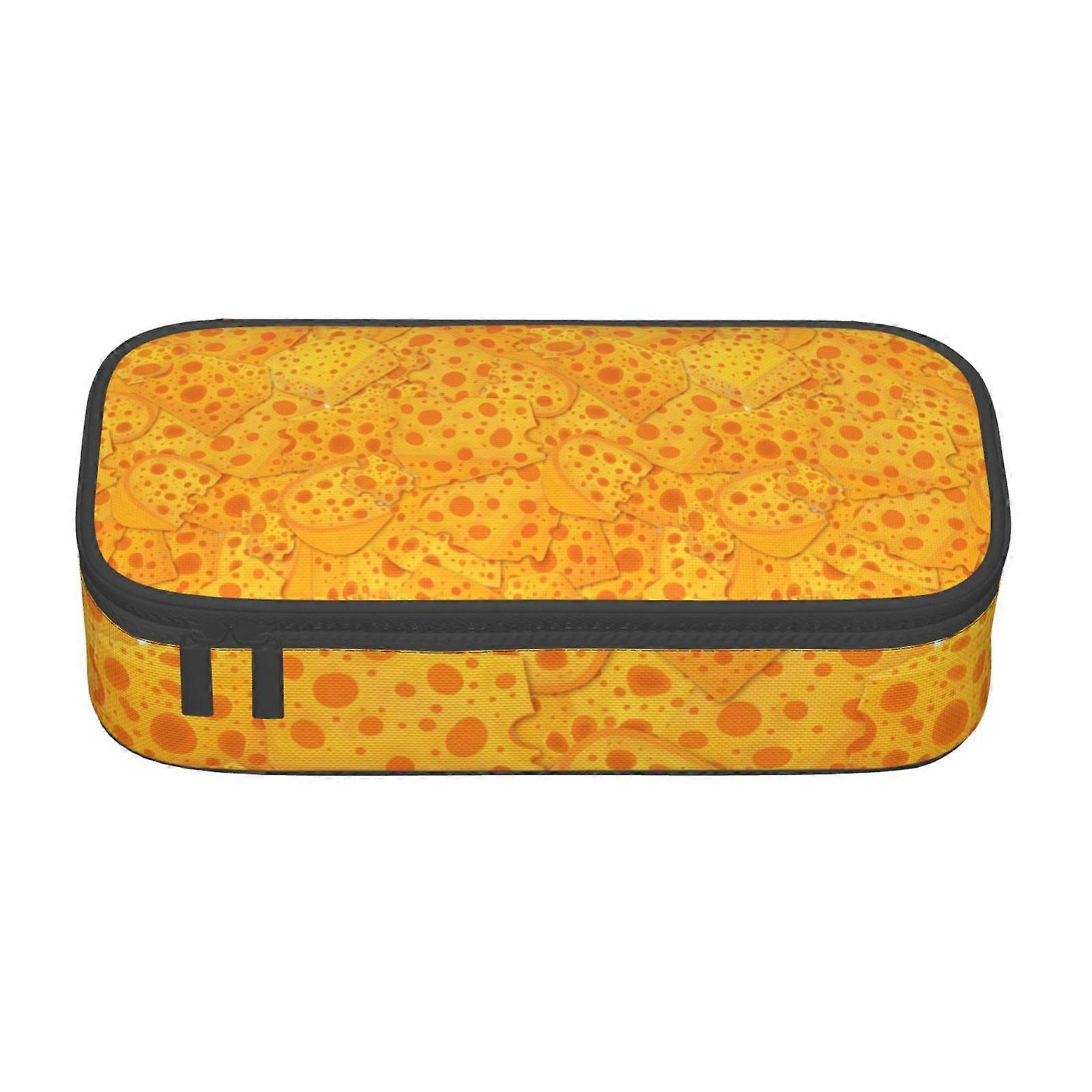الجبن الأصفر نمط مقلمة القضية سعة كبيرة قلم رصاص الحقيبة حقيبة ماكياج اللوازم المكتبية القرطاسية صندوق قلم رصاص مع سحاب