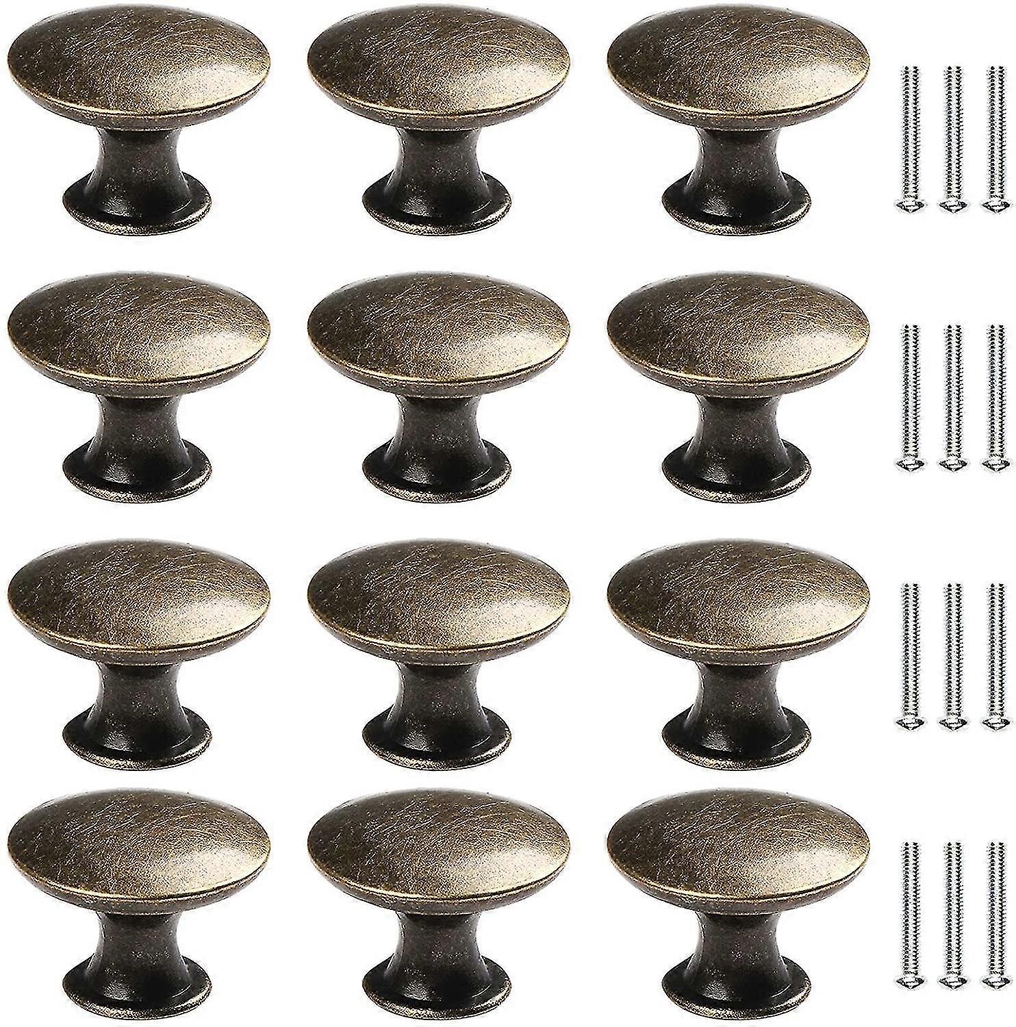12 Pcs Round Cabinet Knobs Vintage Drawer Knobs Brass Cabinet Pulls Door Knobs For Closet Kitchen Be
