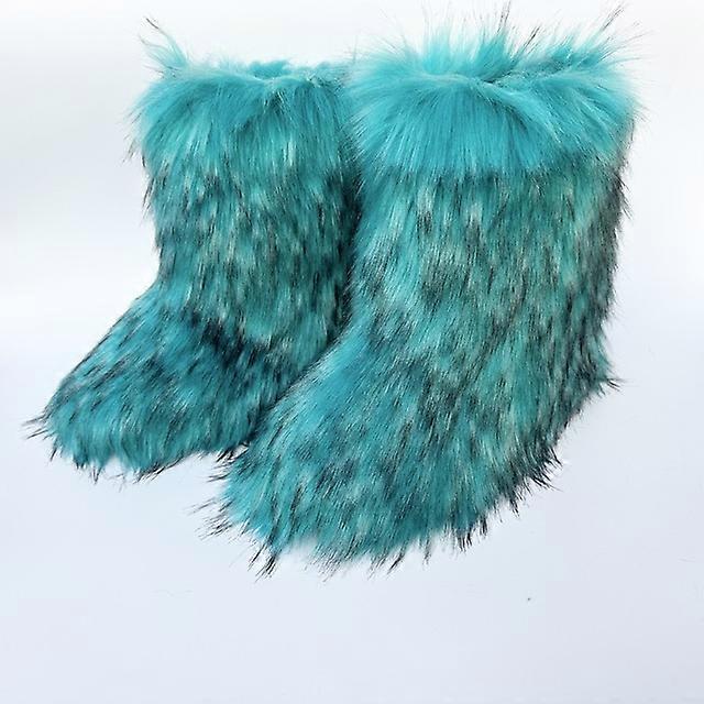 2022 New Women Winter Faux Fur Furry Casual Ladies Snow Boots Y2k Plus Warm plus size 41 42 43