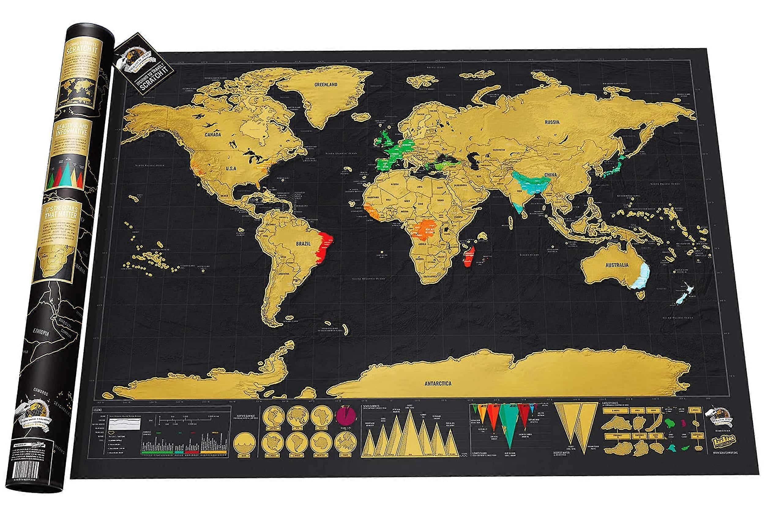 Scratch Map Deluxe Scratch Off World Map World Map Wall Art &; World Map Poster Scratch Kart Liten