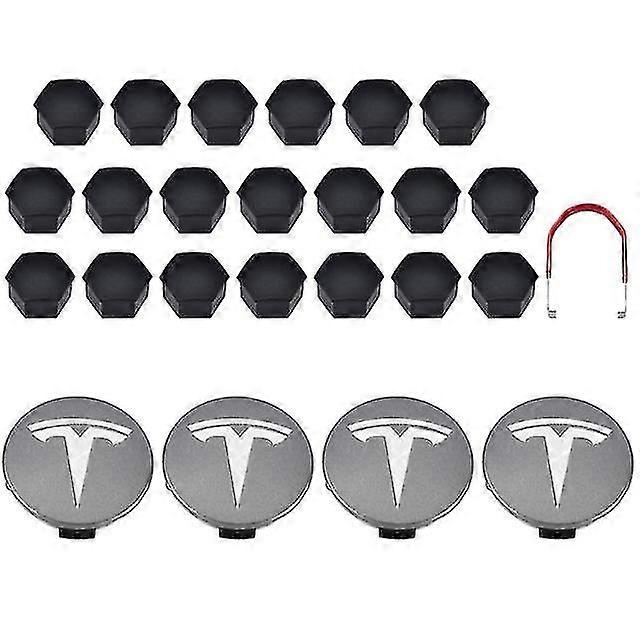 Tesla 3 Y S X Radkappen-Kit Nabenkappe Radmutterabdeckung Rotgrau mit 4 Nabenkappen 20 Radmutterabdeckung