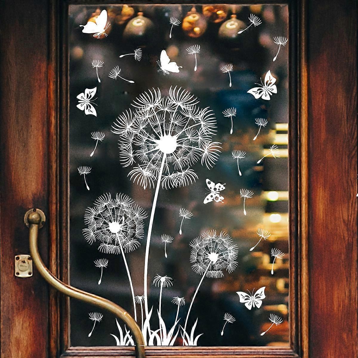 Window Stickers - 1 Stunning Dandelion Decorative Static Cling Stickers to Prevent Birds from Colliding in Your Windows