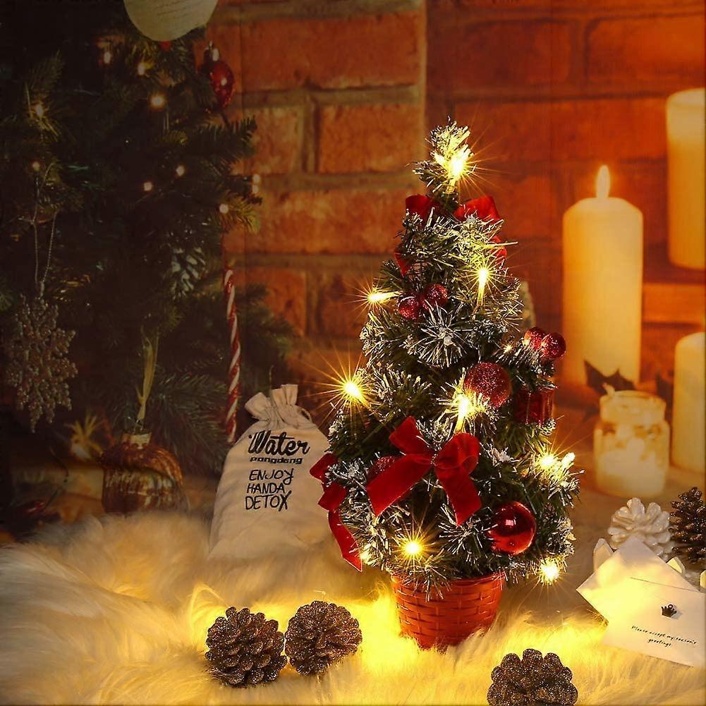 Kleiner Weihnachtsbaum mit Lichtern, Mini-Schreibtisch geschmückter Weihnachtsbaum (40CM)