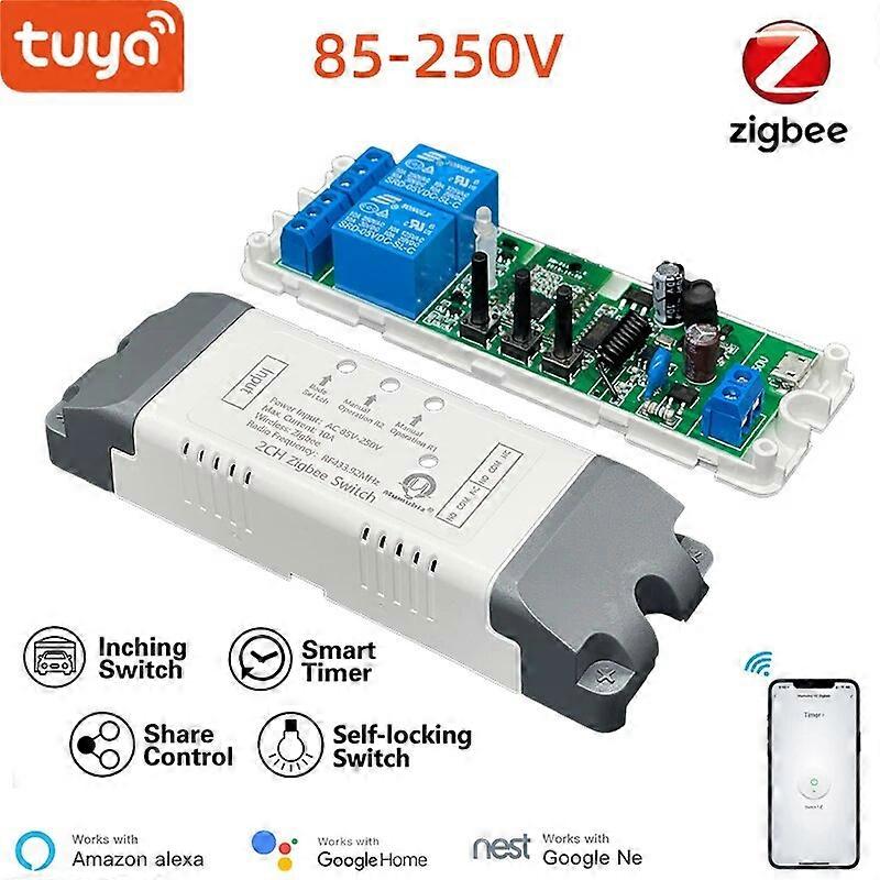 Tuya Smart Life 2 Channel 85-250V 3 Mode Zigbee Switch ,Smart DIY Inching Switch,RF433 Remote ,Works With Alexa Google Home