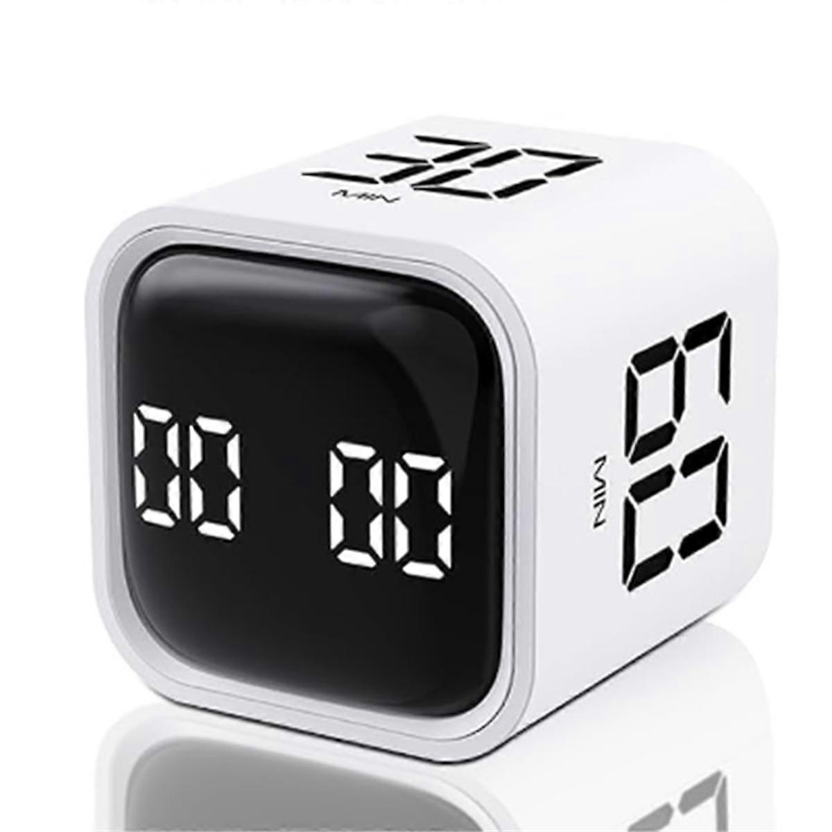 Quadratischer Timer, Rotations-Timer, 5/10/30/60 Minuten und benutzerdefinierter Countdown, Produktivitäts-Timer, für Aufgaben, Arbeit, Studium (weiß)