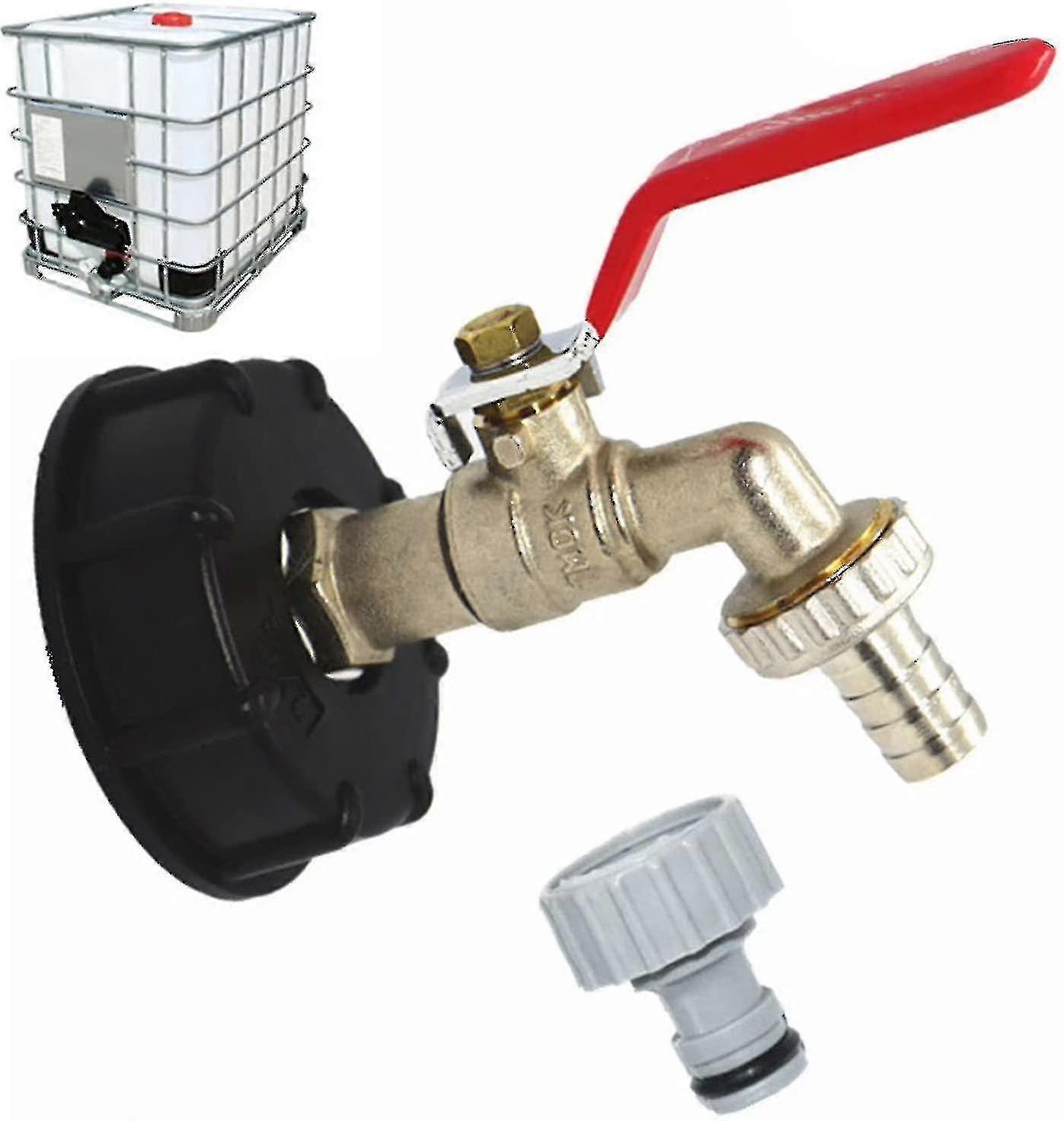 خزان الحنفية 1000l S60x6 Ibc الحنفية موصل مع 1/2 "موصل خرطوم, محول خزان الصرف, لحديقة الصنبور, لمحول خزان (1 قطعة) أ