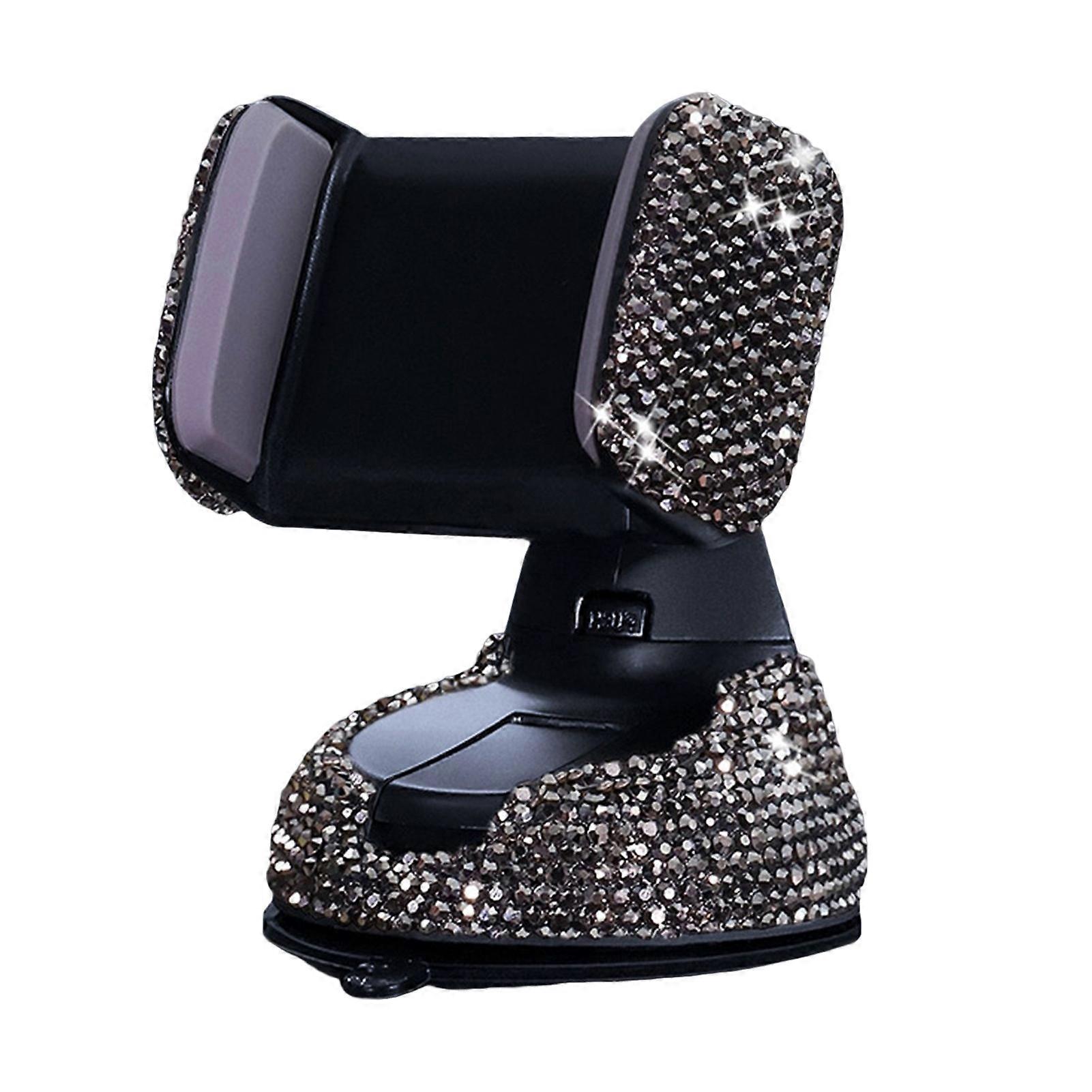 Car Navigation Bracket Handcrafted Rhinestone Multi-angle Rotation Built-in Spring Retractable Automatic Fixed Car Accessory Wide Compatibility 360 De
