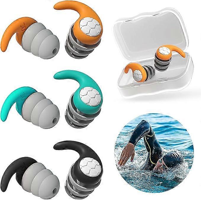 3 pairs of waterproof silicone ear tips for swimming and noise cancellation
