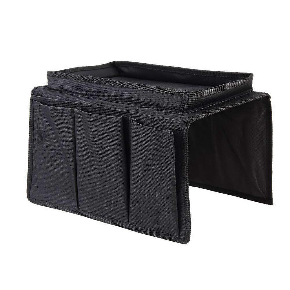 Sofa Armrest Organizer, Sofa Remote Control Holder Couch Oxford Cloth Agenda with Cup Holder Tray for Recliner Mattress Chair Armrests - Black, Free S