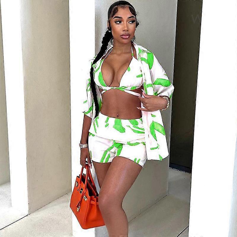 Pantalones Cortos Conjunto Playa Mujer Estampado Casual Atuendos