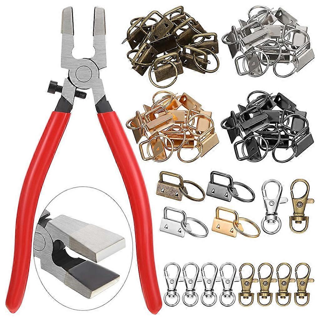 0.98Inch 49PCS Keychain and Wristlet Clamp Key Fob Hardware with Pliers Tool