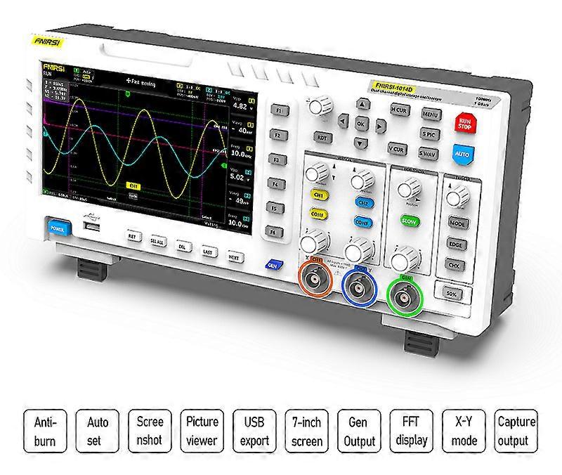 FNIRSI 1014D 7In Digital Oscilloscope TFT LCD Display Dual Channels 1GB Storage