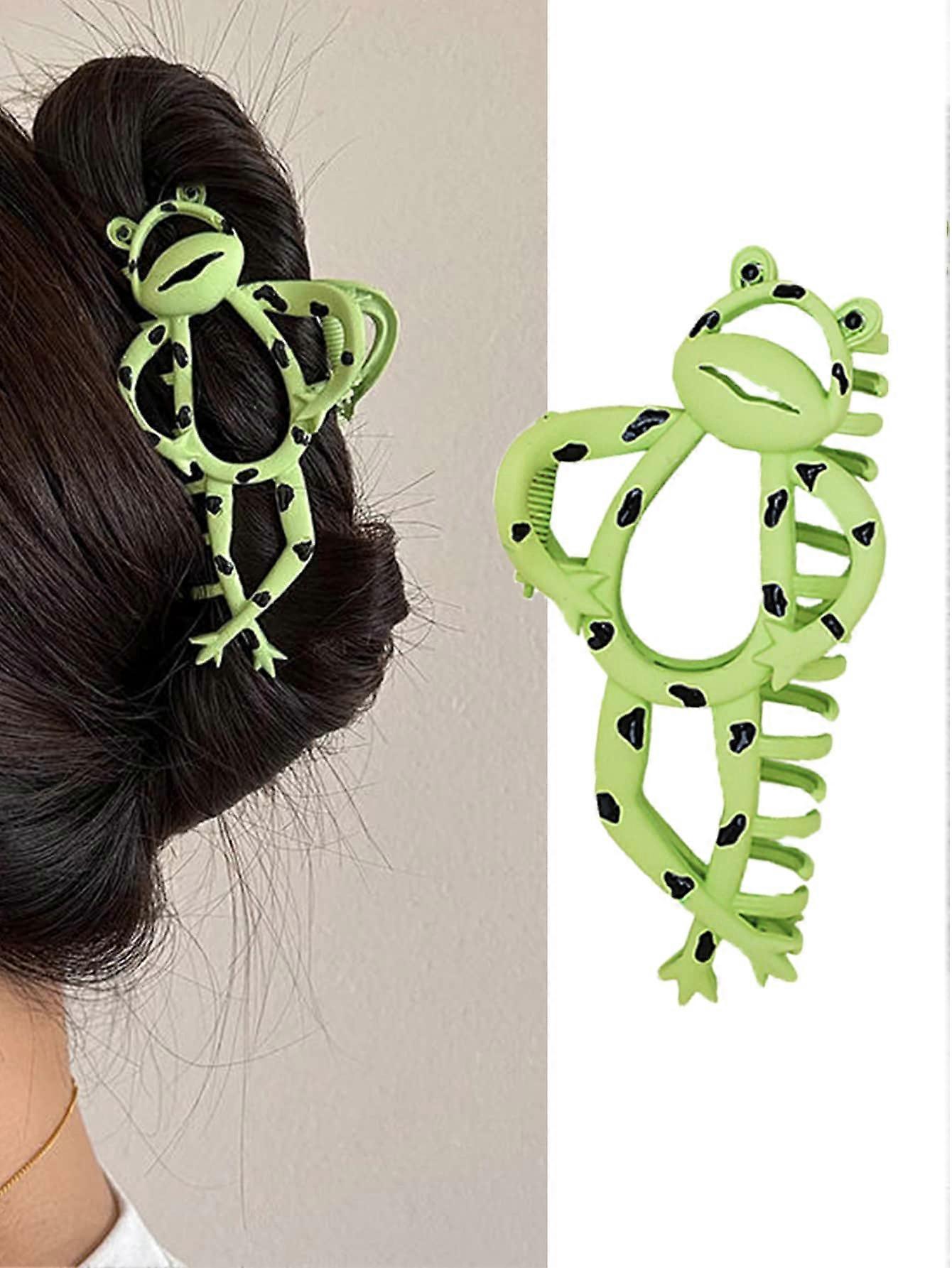 1 قطعة المرأة الكرتون الأخضر الضفدع على شكل سبائك الزنك مخلب الشعر ، اكسسوارات الشعر المألوف والمضحك لتصفيف الشعر لطيف ، عيد القديس باتريك الدوبامين