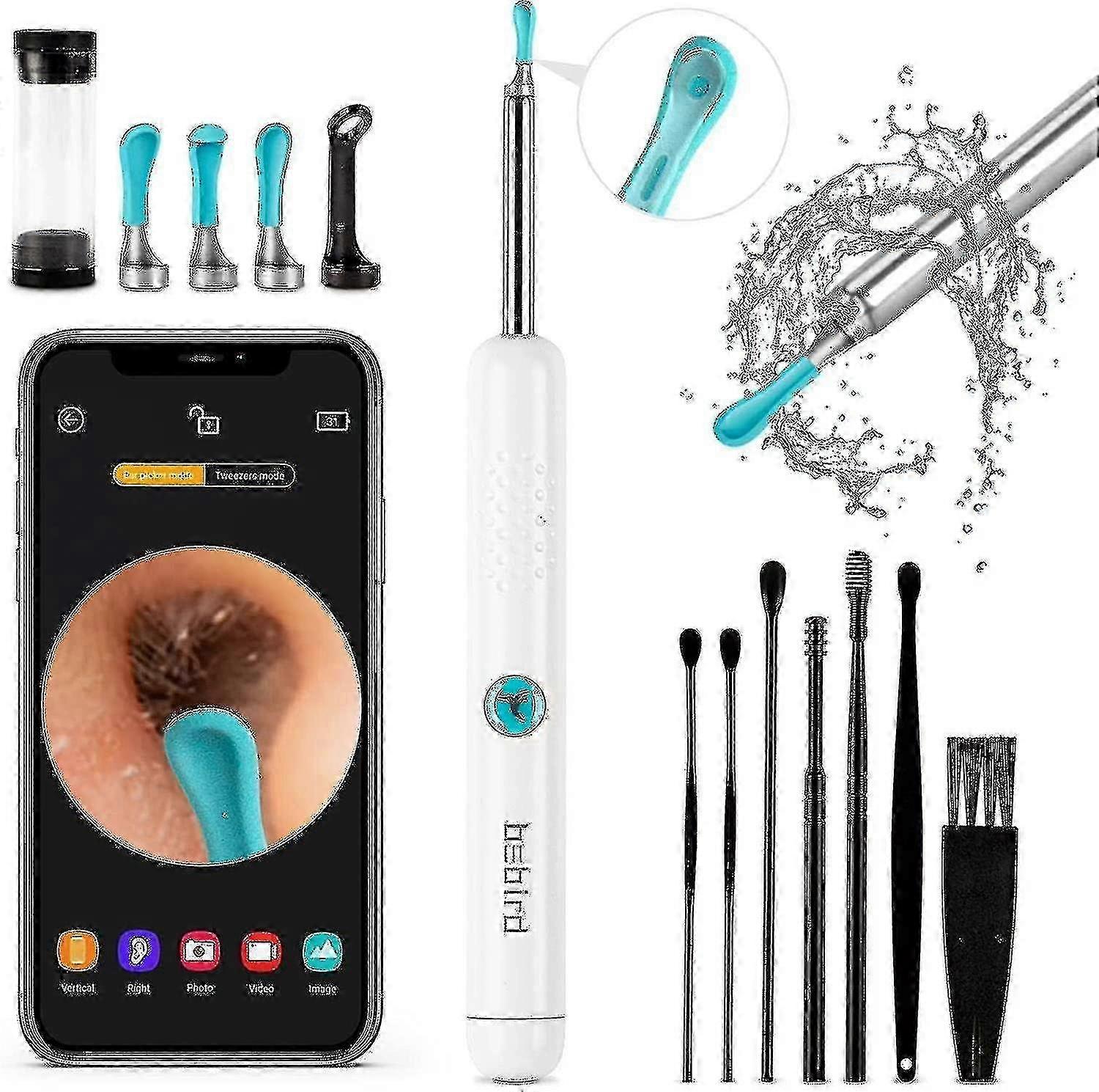 Caméra de l’outil d’élimination du cérumen - R1 Nettoyant d’oreilles anti-chute amélioré avec caméra, sans fil Ot