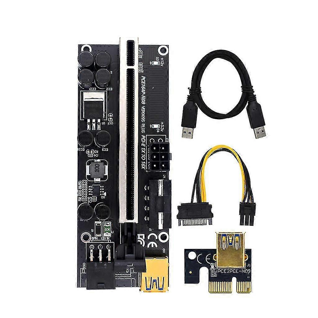 Pci-e Riser Board 1x To 16x Adapter Card Pci-e Graphic Card Riser 6pin