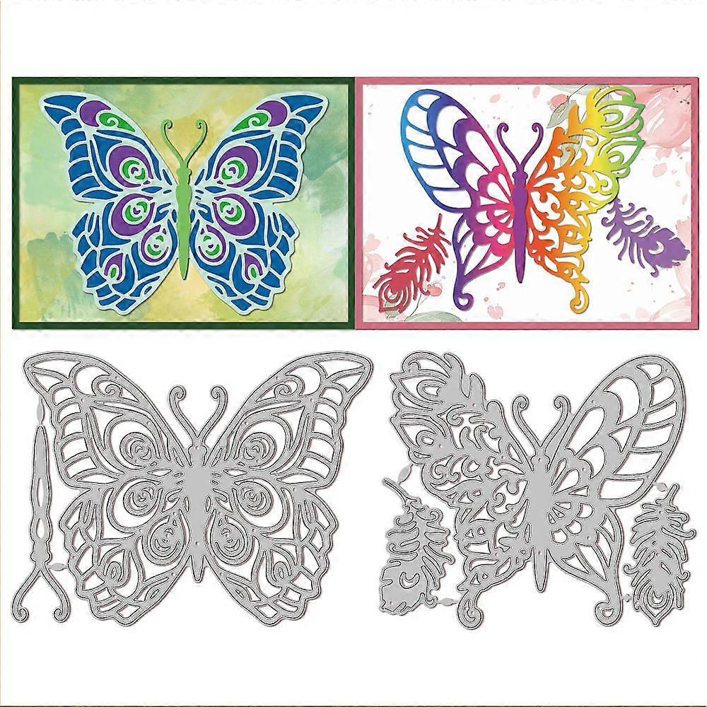 Carbon Steel Cutting Dies Stencils for DIY Scrapbooking Photo Album Decorative Embossing Paper Card Butterfly 116~133x100~101x0.8mm 2pcs/set