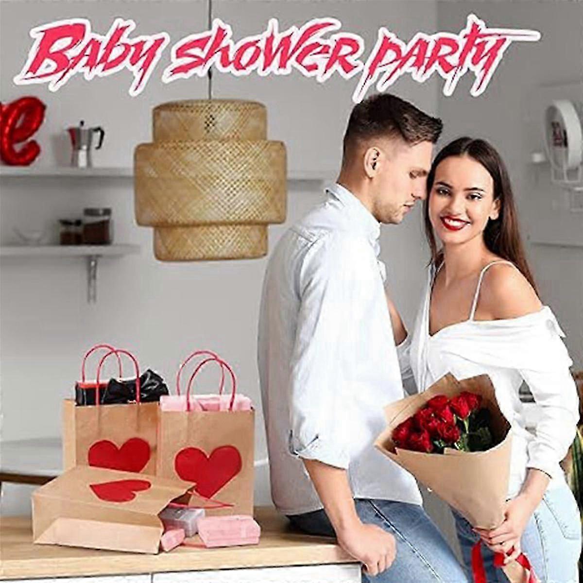 أكياس هدايا عيد الحب 24 قطعة ، أكياس حلوى أكياس هدايا مع مقابض أكياس ورقية الحب القلب لحفل الزفاف وعيد الحب