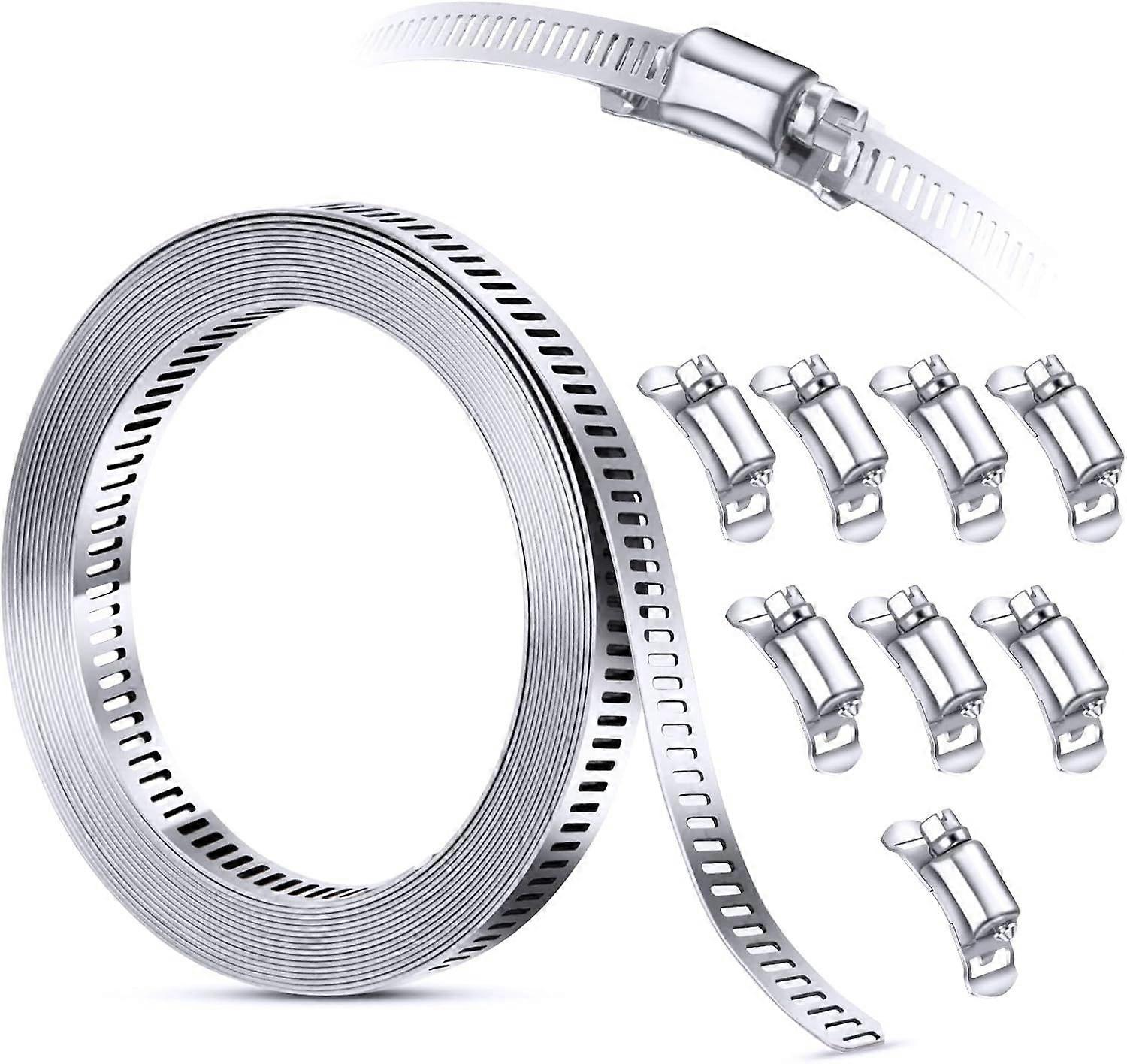 Kit d'assortiment de colliers de serrage en acier inoxydable 304, sangle mtallique 3M dcoupe sur mesure + 8 attaches plus solides, grande bande d'engr