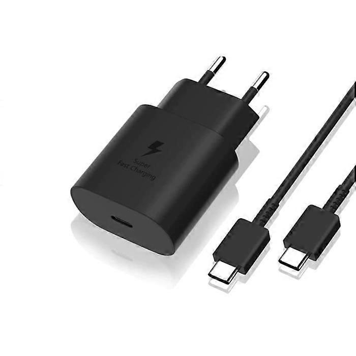 25W Fast Charger - SAM - USB-C Black - Compatible with Galaxy S20-S23 - Power Adapter - 40g