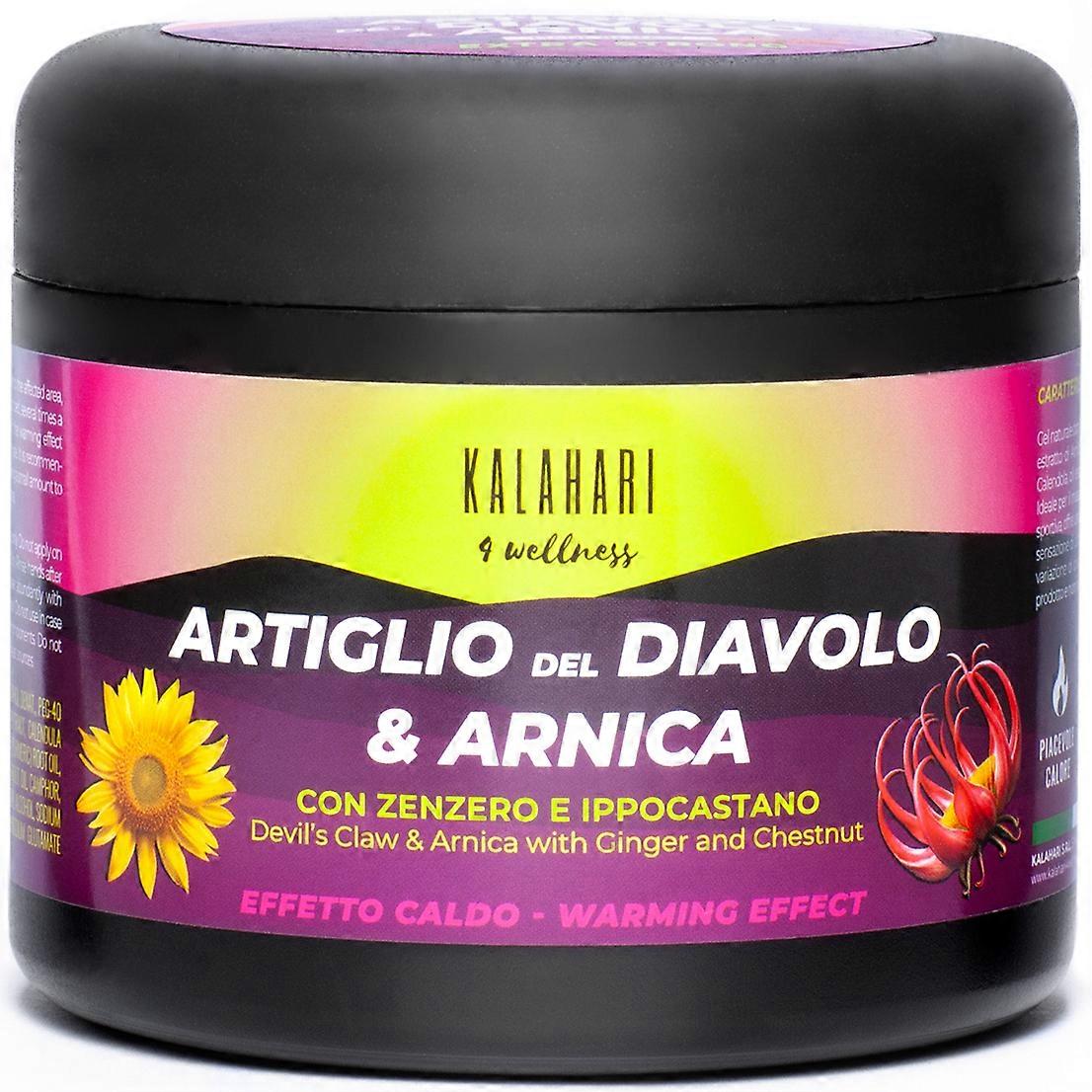 KALAHARI Paholaisen kynsi- ja arnikageeli - Extra Strong - Kuuma lämmittävä vaikutus lihas- ja nivelhierontaan, valmistettu Italiassa, 500ml