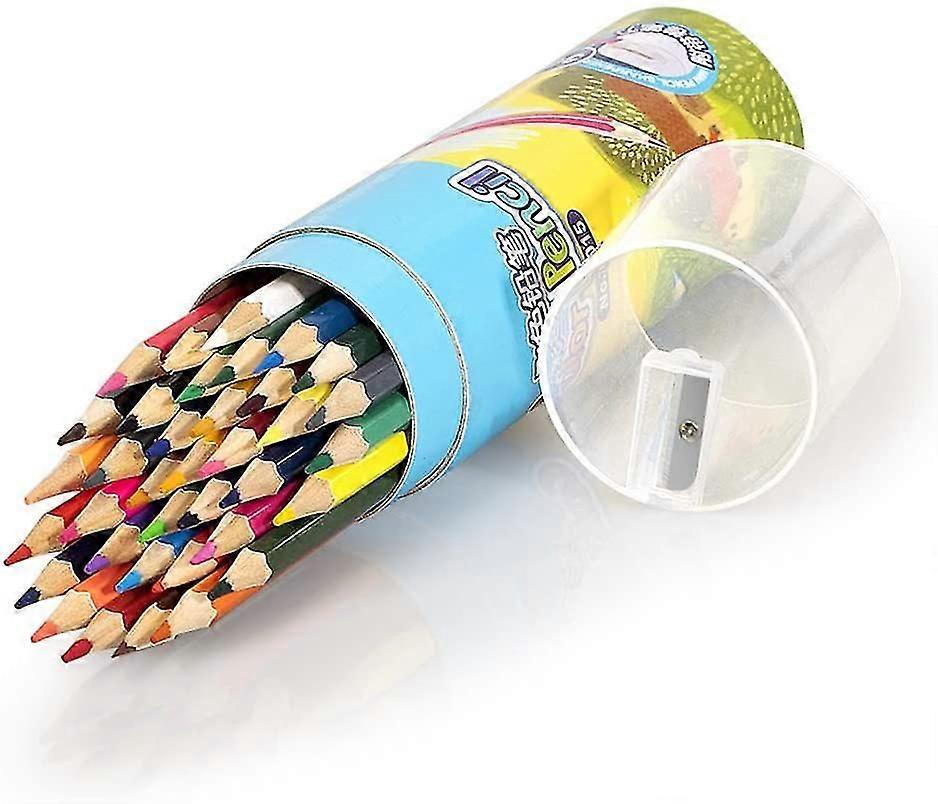 24 Pack Colored Pencils With Built-in Sharpener In Tube Cap, Vibrant Color Resharpened Pencils For School Kids Teachers, Soft Core Art Drawing Pencils