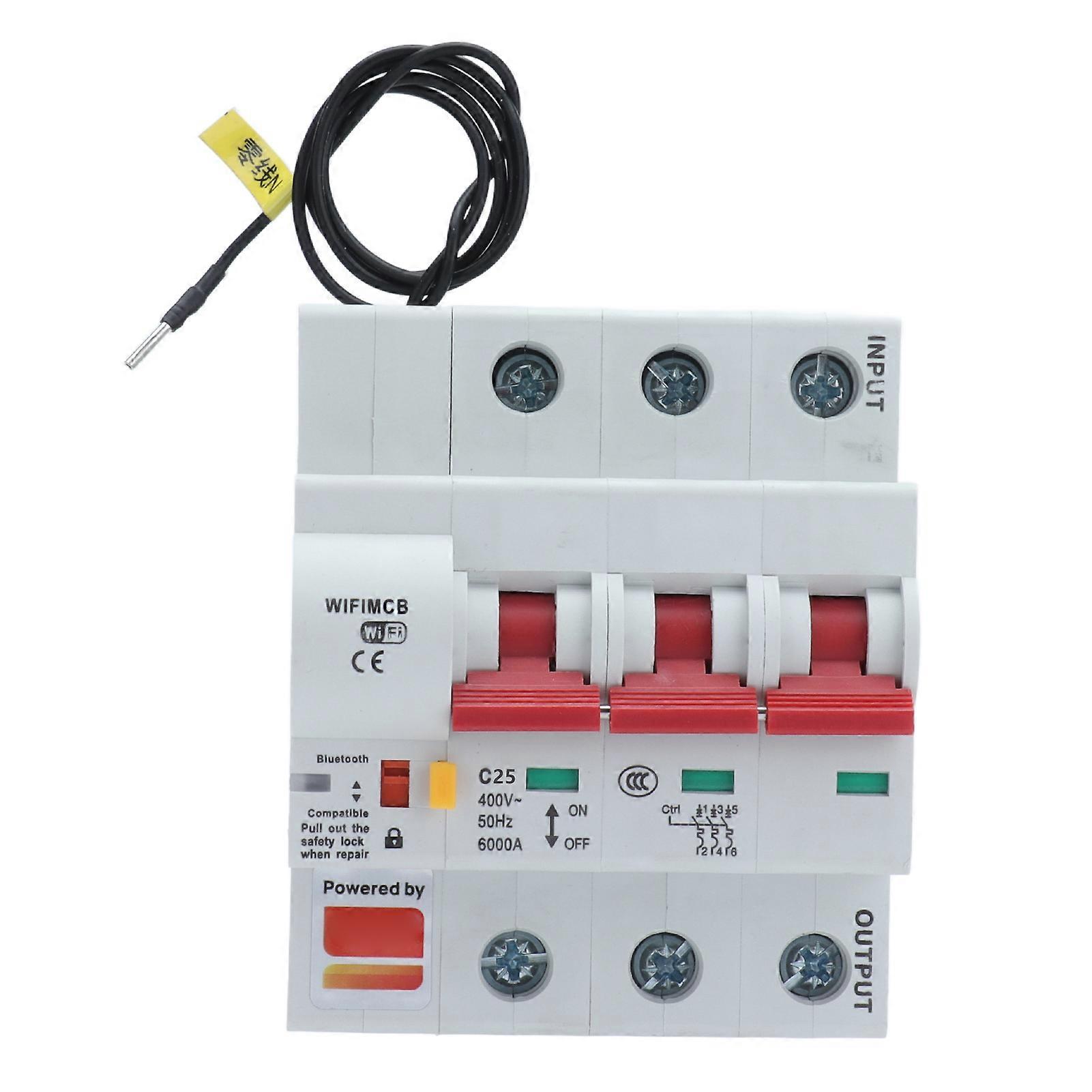 Disjuntor Inteligente 3P WIFI Bluetooth Controle Remoto Interruptor de Proteção contra Vazamento AC 400V25A