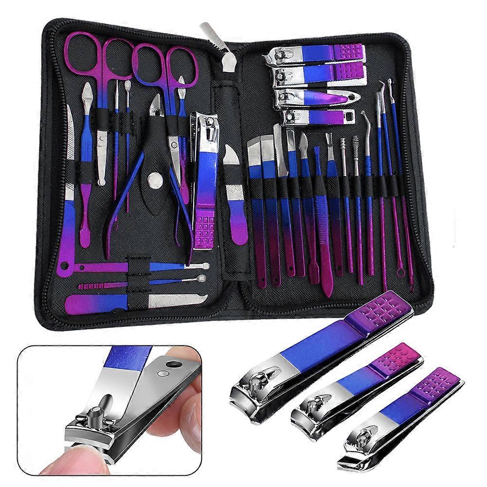 30-in-1 Manicure Set, Professional Nail Clipper Set, Pedicure Kit with Deluxe Travel Nail Kit in Leather Bag, Complete Nail Clippers Grooming Tools