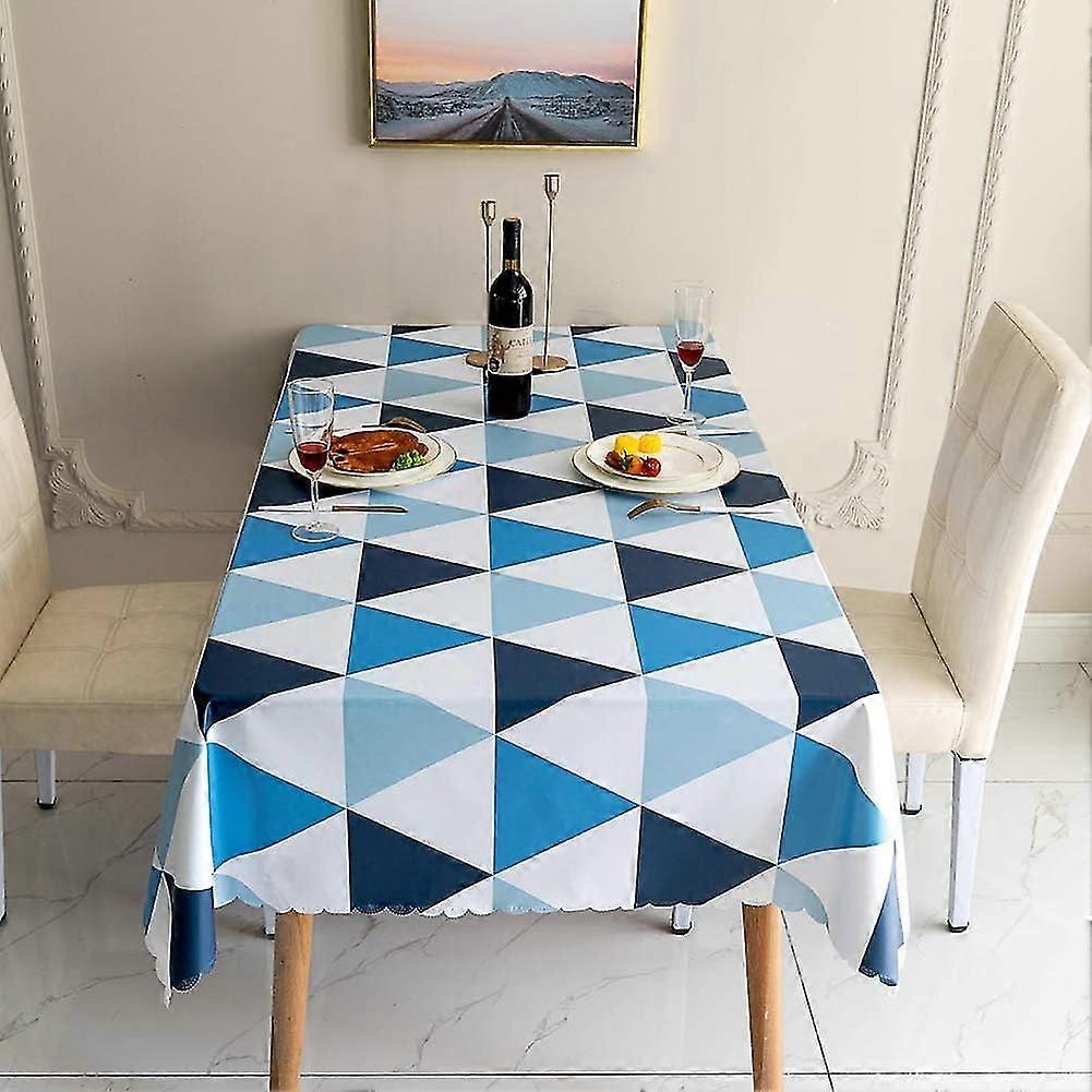 Tablecloths Rectangular PVC Wipeable Tablecloth Waterproof Table Cloth Easy Clean Nordic Style Triangular Lattice Tablecloth 140140cm