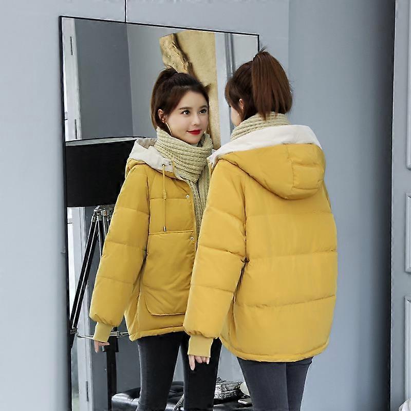 Autunno e Inverno Breve Giacca Con Cappuccio Imbottita In Cotone Stile Coreano Loose Ins Style Moda All-match Giacca Femminile