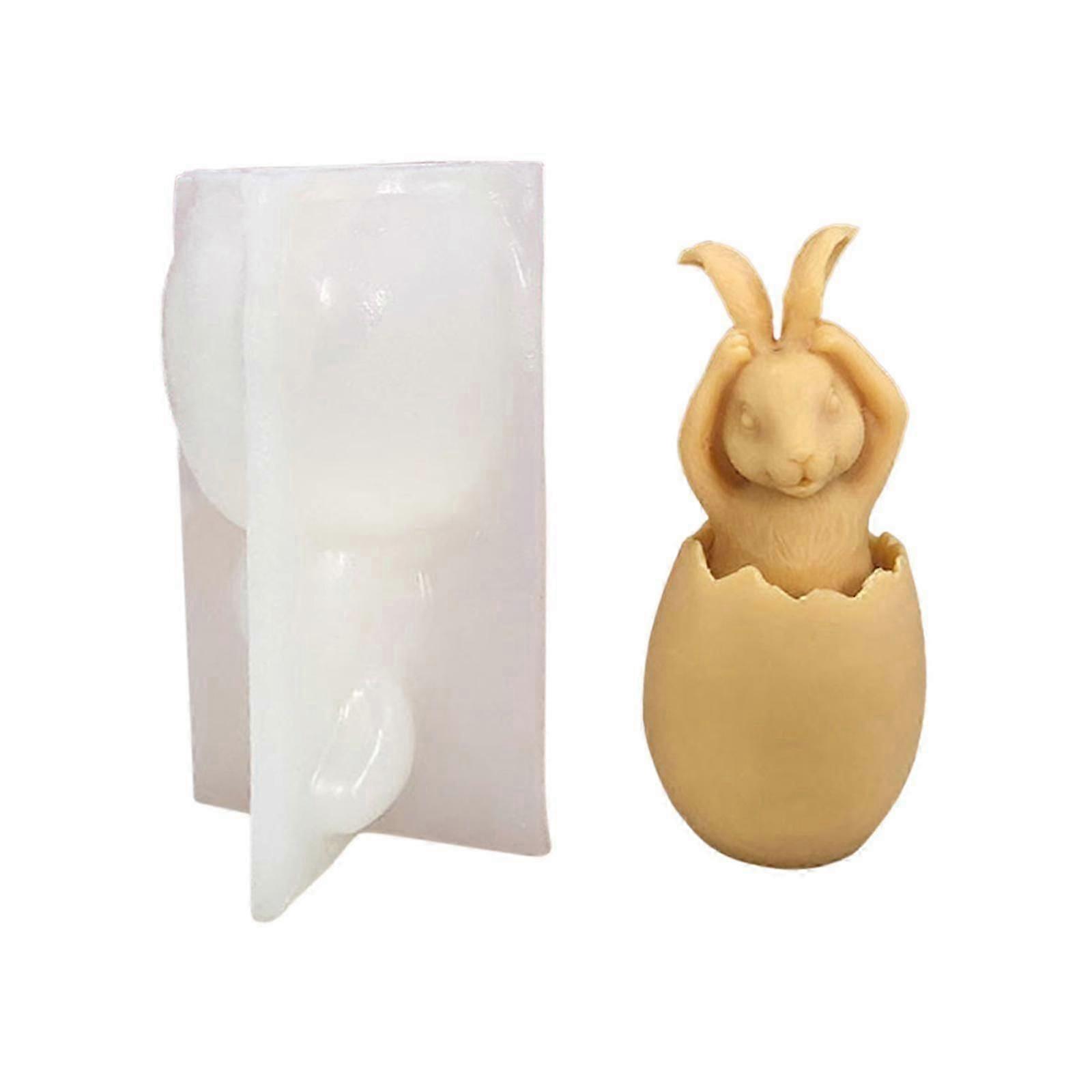 3d Rabbit Candle Mold White Unique Silicone Diy Toy Creative Easter Supplies
