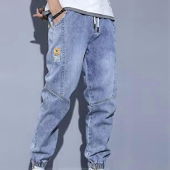 Jeans For Men New And Trendy Brand Workwear Loose Leg Tight Haren Splicing Casual Long Pants