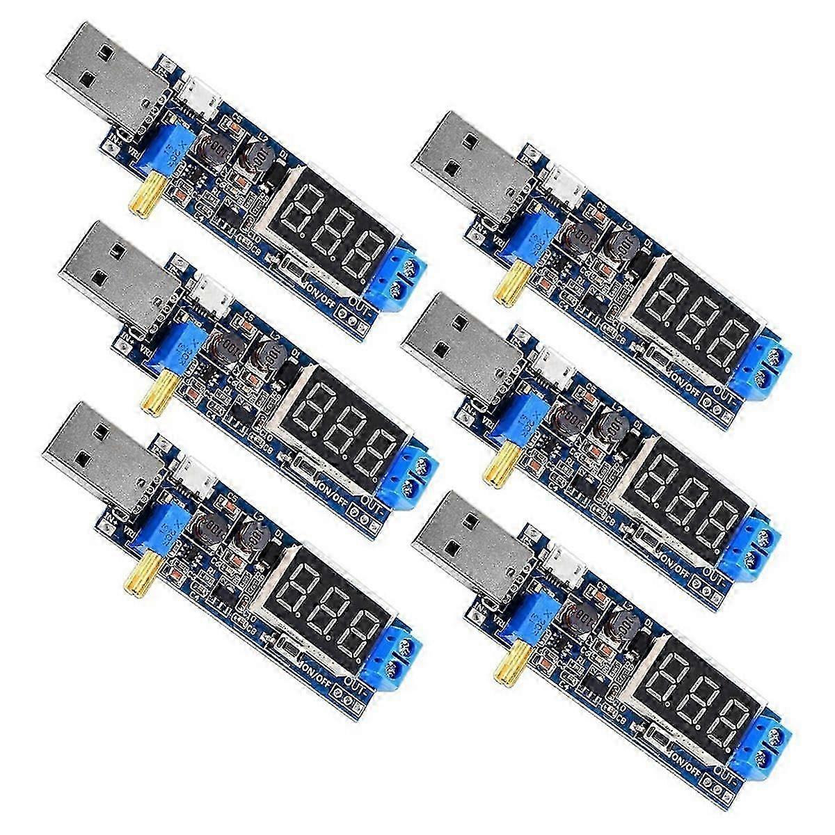 6Pcs USB Buck Boost Converter 3.5V-12V to 1.2V-24V DC-DC Step Up Power Supply Module Voltage Regulator