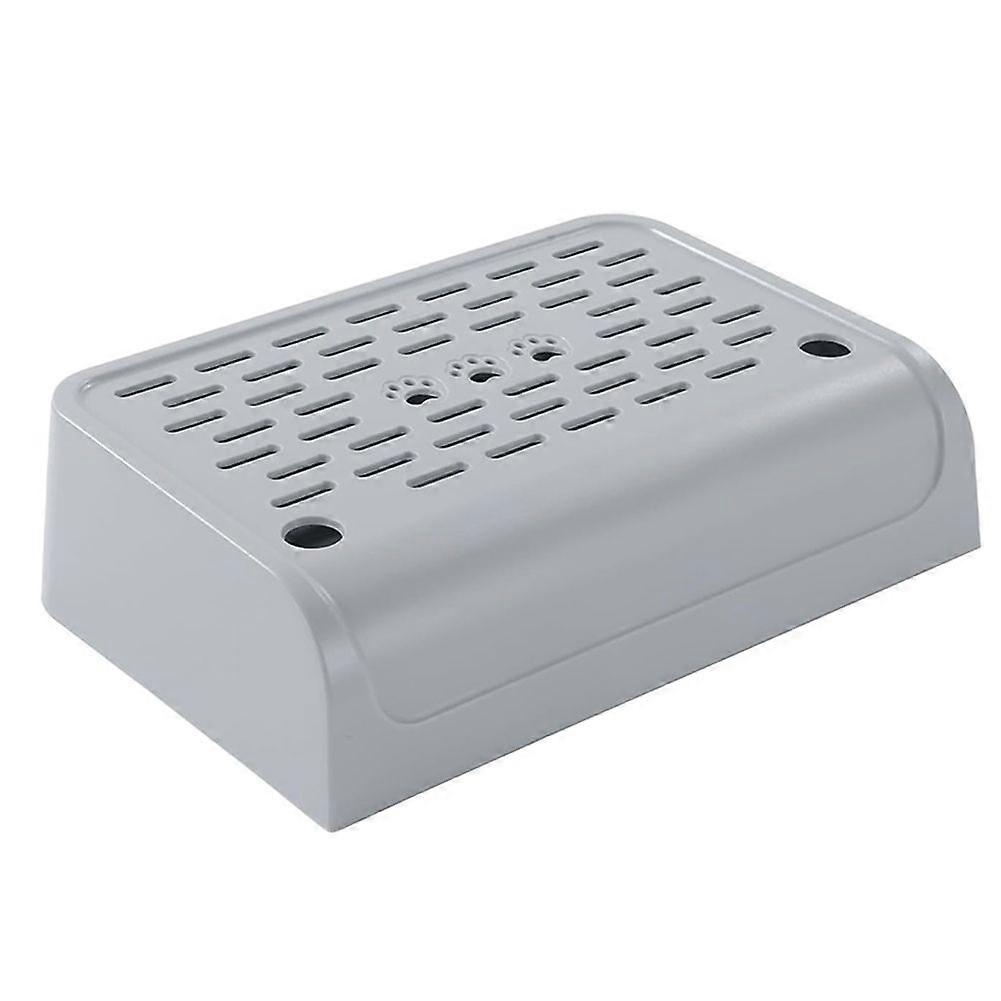 Cat Litter Box Ramp with Filter Function, Double Layered Self-Cleaning Cat Litter Box Litter Trapper with Storage Gray