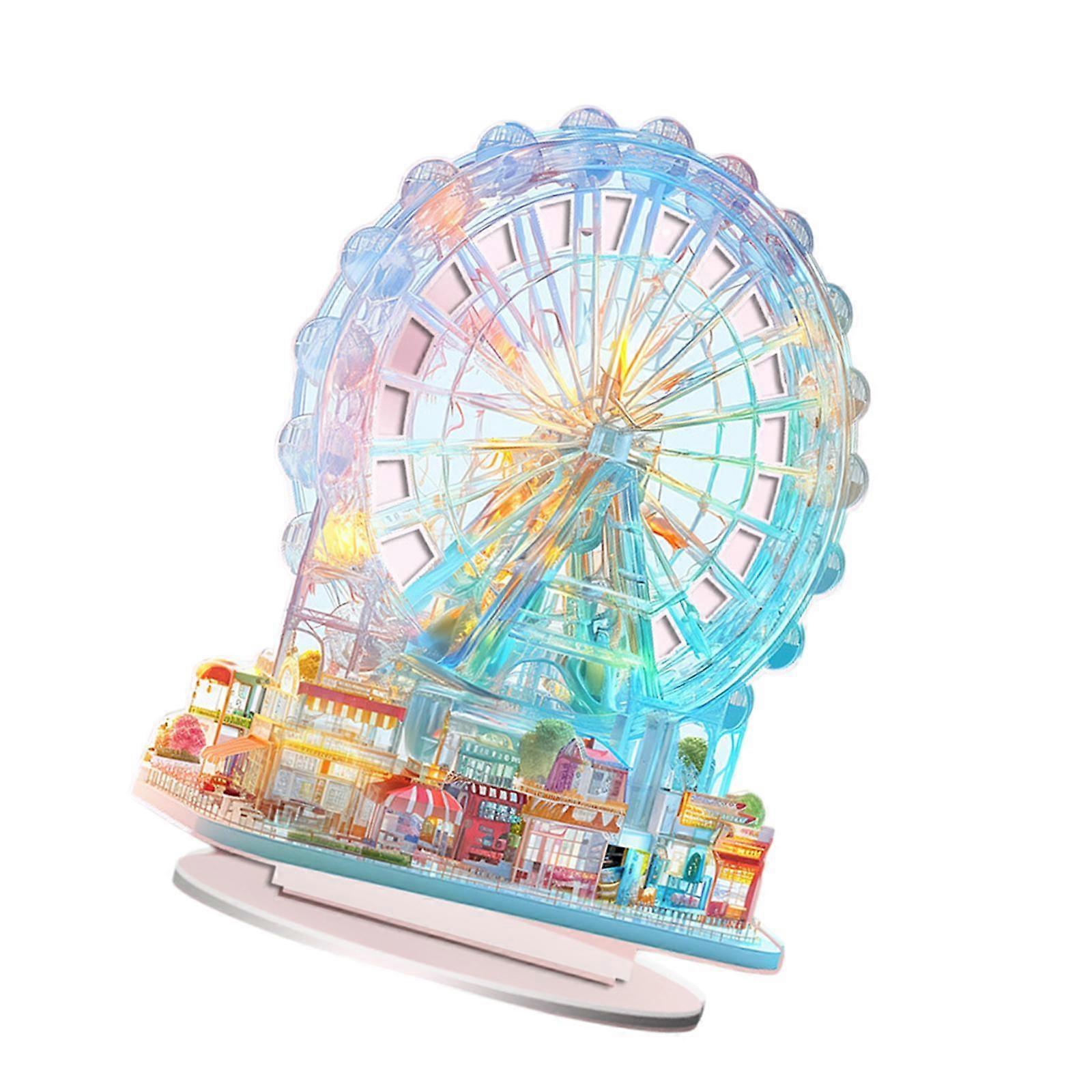 2D Flat Acrylic Ferris Wheel Pattern Table Sign with Bracket Tabletop Decoration