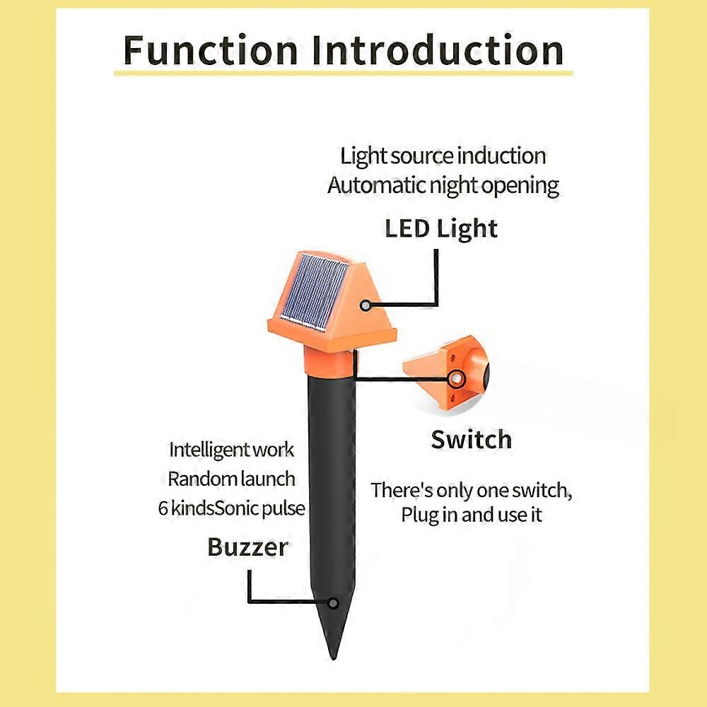 Mole Repeller Solar Powered Sonic Mole Deterrent Spikes Mice Snake Repellent IP66 Waterproof for Far