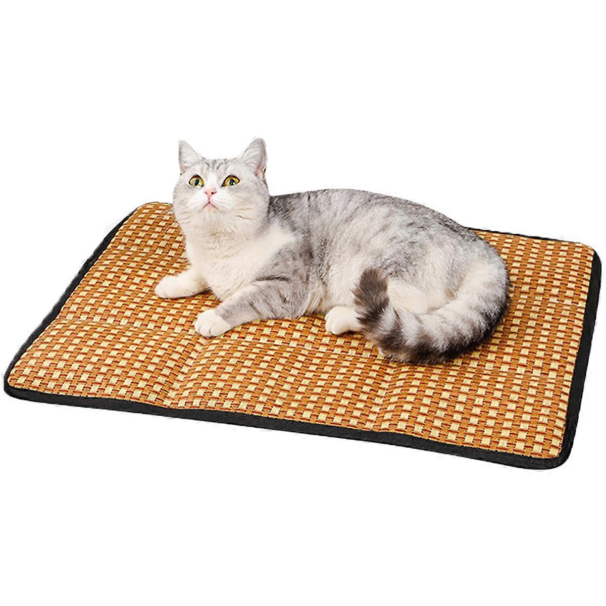 Woven dog bed mat, cat food mat for floors, sleeping mat for small to large dogs, non-deformable cool pet mat