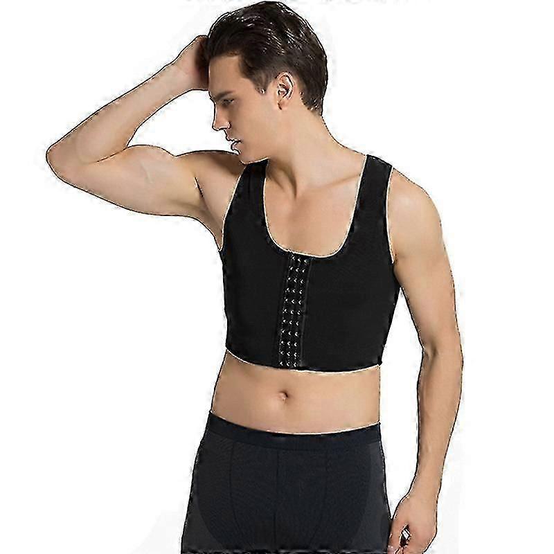 Men's Body Shaper Chest Binder Flat Compression 3 Rows Clasp Bust Corset Vests-Good