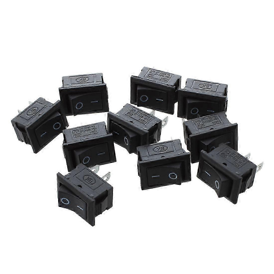 10 قطع SPST ميني أسود 2 دبوس الروك التبديل AC 125V 10A 250V 6A jn