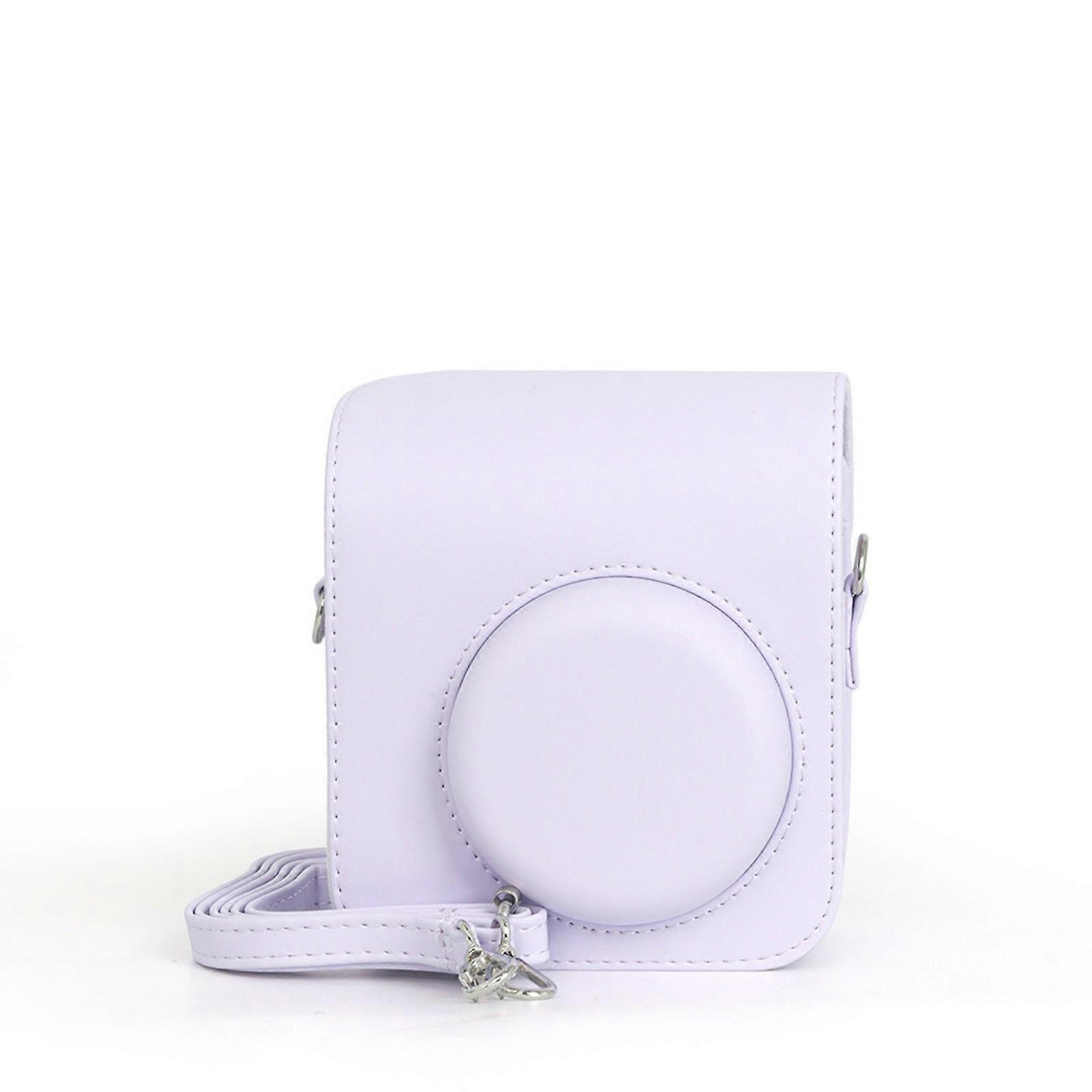 PU Leather Camera Case Bag Protective Cover for Mini 12 Instants Camera Case with Removable Straps Purple
