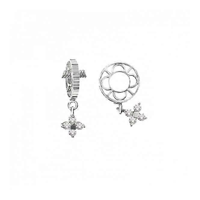 Silver & Diamond Flower Dangle Charm S010D