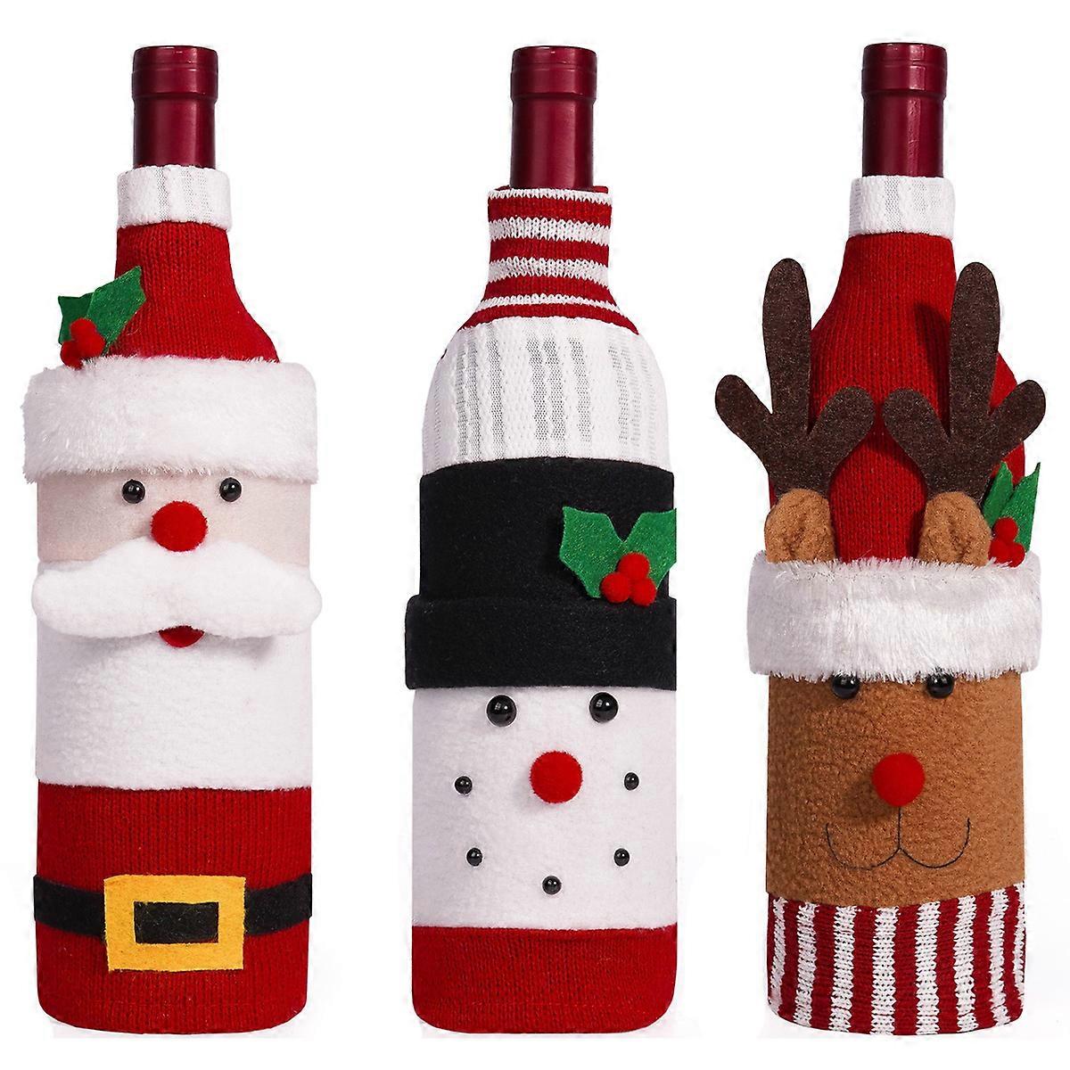 vinflaska täcker, jul, jultomten, snögubbe, älg