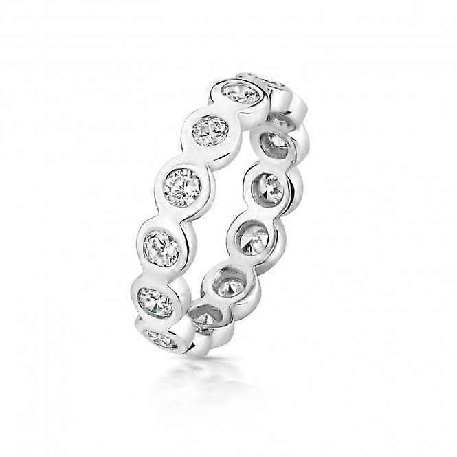 Silver & Co 10-Stone Cubic Zirconia Eternity Ring in Flat Rubover Setting SRG0102